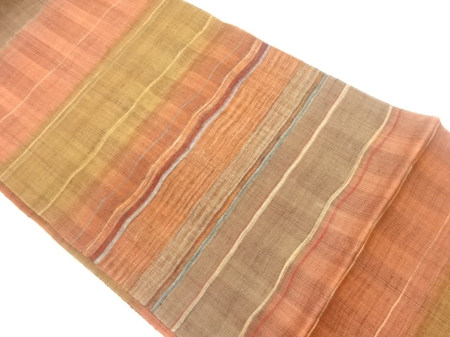 JAPANESE FUKURO OBI FOR SUMMER / WOVEN WAVY STRIPE